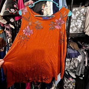 Apt. 9 Women's Rust Floral Embroidered Tank Top
